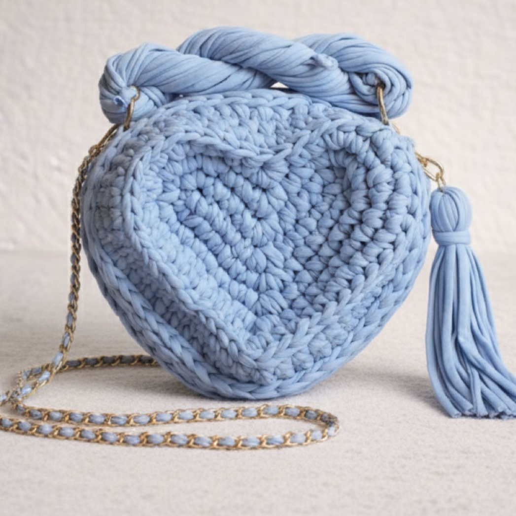 Heart Charm Crochet Handbag